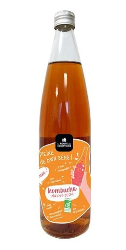 Kombucha Abricot Pêche – Bouteille 75cl